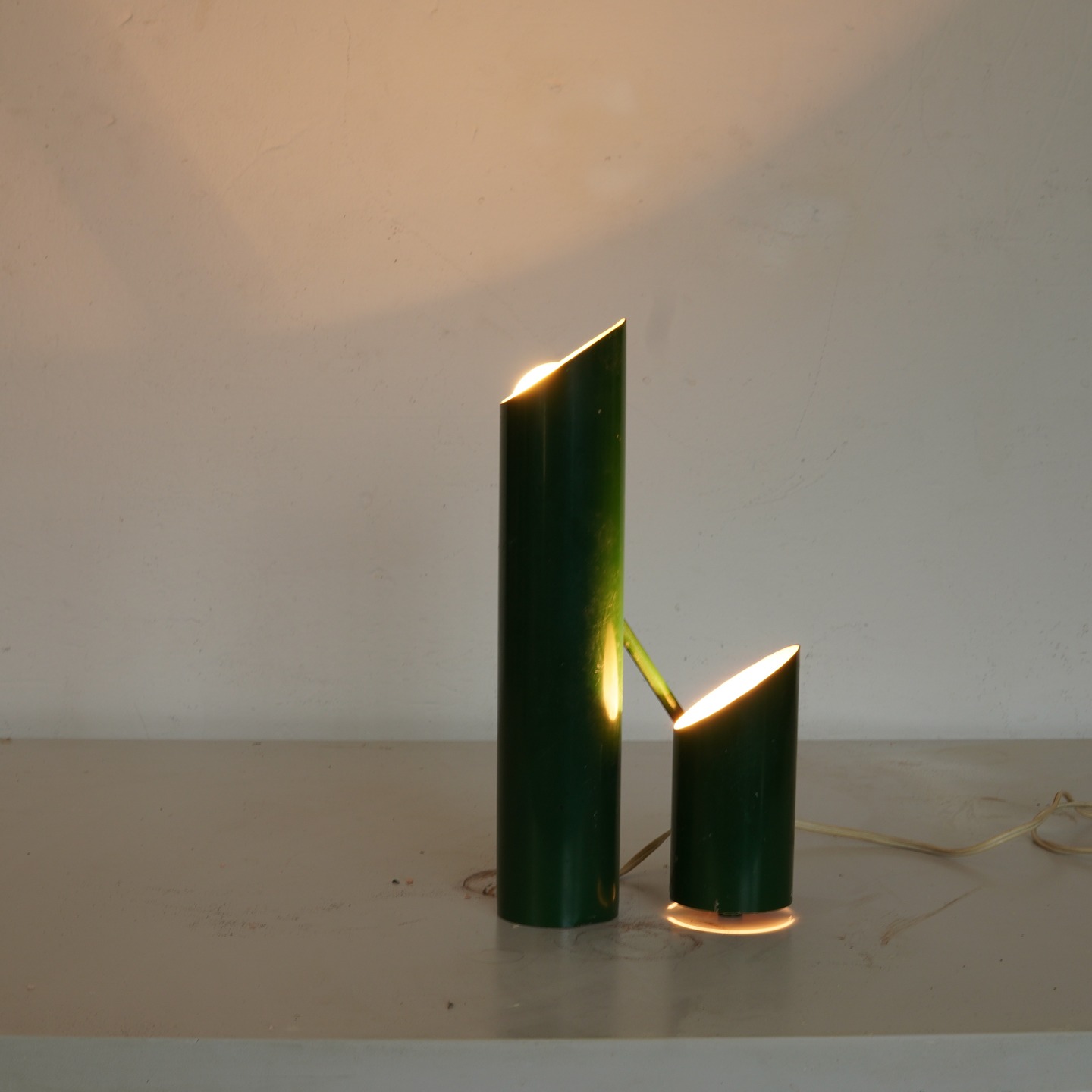 Unique vintage Italian 1970s adjustable brass lamp by Angelo Lelli for Arredoluce Rare & collectable unique adjustable brass cylinder lamp. By Angelo Lelli for Arredoluce. Italy c,1970s. Brass construction. Perspex. Lamp can be positioned in multiple shapes. It cleverly pivots from two points, making a diverse and unique design. It can also be placed in a closed position, completing a full cylinder shape. As shown. Featured on Sothebys auction website 3,000 - 5,000 EUR #angelolelii #arredoluce #italiandesign Dimensions- 550 h x 130 w mm